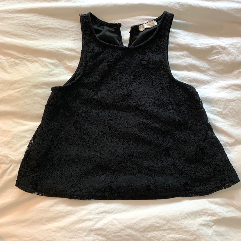 Black Lace Crop Tank